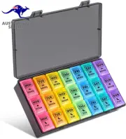 Pill Organiser Box 7 Day, Weekly Travel Pill Container 3 Times a Day with Case f