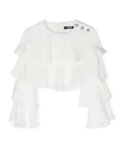 ruffled cropped blouse 14Y,13Y White
