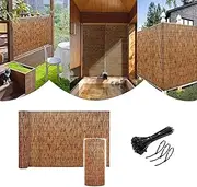 Bamboo Fence Rolls,4FT X 16.4FT Natural Reed Fencing,Garden Peeled Reed Screening Privacy Fence, Decorative Backyard