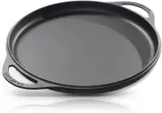 12 Inch Smooth & Light Cast Iron Griddle - Pre-Seasoned Round Black