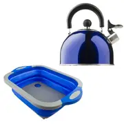 Adventure Kings Collapsible Sink Wash Tub Portable Outdoor + 2L Camping Kettle