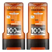 2 x L'OREAL Loreal Men Expert HYDRA ENERGETIC Taurine Shower Gel 300ml 10fl oz