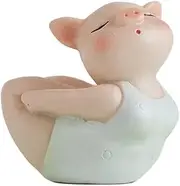 Decoration - Table Decorations Cute Pig Decoration Cute Lazy Pig Yoga Pig Ornaments Chubby Pig Baby Party Dessert Dress Up Gifts (Size : Argento)