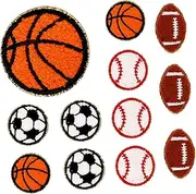 JEWEDECO 12Pcs Sports Balls Iron Patches Decorative Coat Patches for DIY Clothing Repair Compact and Delicate for Coats Jeans Bags and More