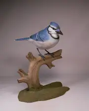 9-1/2" Blue Jay Original Bird Wood Carving/Birdhug