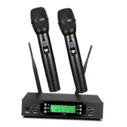 200-Channel Wireless Microphone System, Dual UHF Metal Cordless Mic Set, Long