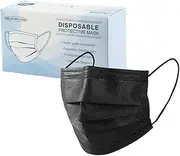 Decor and Home Disposable Face Masks, 50 Pack, Black, 3-Ply, Single Daily Use, Face Mask for Women & Men, Black