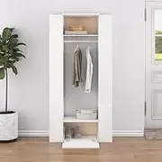 Modern Hallway Cabinets 2-Piece Set, White Engineered Wood with Shelves, Closet Organizer, Doors, and Wall-Mounted Design – 97.5 x 37 x 99 cm for Space-Saving Storage and Organization