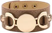 [VPbao] Wide Women PU Leather Bracelet DIY Snap Button Cuff Bangle
