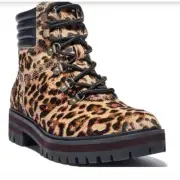 Timberland London Square Cheetah Print Chunky Lug Sole Block Combat Boots