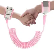 Anti Lost Toddler Wrist Reins, Toddler Safety Harness Walking Leash, Anti-Lost Child Safety Wrist Link, 2.5M 360 Degree Rotating Wrist Strap with Elastic Wire Rope for Kids Baby Boys Girls-Pink