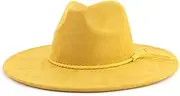[LIDHAY] Big Wide Brim Fedora Hats for Women Men Western Suede Hat Large Felt Panama Hat Rancher Hat