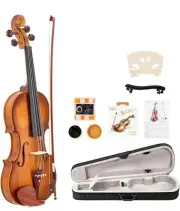 YarRay 4/4 Full Size Acoustic Violin Set For Beginners - Natural, Case, Bow