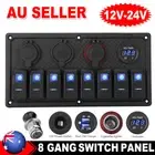 8 Gang Toggle Switch Panel Voltmeter Dual USB 12V 24V Cigarette Lighter On-Off