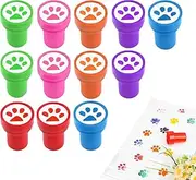 12 Pieces Dog Paw Print Stamp, Colorful SelfInking Stamps Partys Favors Assorted Stamp Set for Classroom Partys Educational Learning Activities Supplies