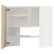 METOD wall cb f extr hood w shlf/door, white/Askersund light ash effect, 60x60 cm