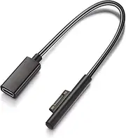 Sisyphy Surface Connect to USB-C Charging Cable Compatible for Microsoft Surface Pro7 Go2 Pro6 5/4/3 Laptop1/2/3 & Surface Book, Works with 45W 15V3A USBC Charger PD - 0.2 Meters (Black Female)