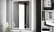 LED Bathroom Mirror, 20x28 Inch Frontlit & Backlit Black Framed Lighted