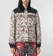 Burberry - Field Jacket - Short Cotton Beige Flower Print Cotton S/ UK8/ US6
