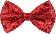 [Neptniopllab] Red Bow Tie for Men Shiny Sequin Bow Tie Sparkling Pre-Tied Bowtie Glitter Christmas Birthday Party Fancy Dress, Red