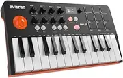 HXW Portable Bluetooth MIDI Keyboard Controller, With 25 Key, 9 Backlit Beat Pads, OLED Display, 8 Knobs, Software Included