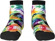 [YANYU] Bear Dancing Tie Dye Print Workout Everyday Socks For Men And Women All Seasons Comfortable Adult Socks, 2 Black-1, One Size