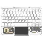 KB333 Transparent 78 Keys Wireless Bluetooth Keyboard with Touchpad, Colorful Backlight - White
