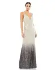 NWT Ieena for Mac Duggal 70142 Plunge Neck Ombre Sequined Evening Gown Size 4