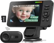 Elzeeo Wireless Baby Car Camera with 1080P Advanced Night Vision and 32H Battery, No Wi-Fi Needed Easy Setup Car Baby Monitor with Video Recording Adjustable Angle, Newborns Travel Essentials Gifts
