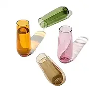 TOSSWARE Reserve 9oz Stemless Flute - Color Series Set of 4, Premium Quality, Tritan Dishwasher Safe & Heat Resistant Unbreakable Plastic Champagne Glasses
