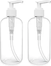Empty Lotion Pump Bottles 8 Oz, Refillable Plastic Containers, BPA-Free PETE1, Crystal-Clear, Great for - Soap, Shampoo, Lotions, Liquid Body Soap, Creams and Massage Oil's, 2 Pack