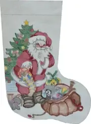ROSALIE PETERS Hand-Painted CHRISTMAS STOCKING Santa Needlepoint Canvas CS46