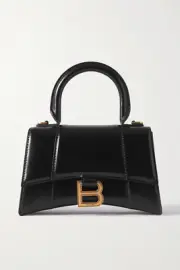 NEW BALENCIAGA Hourglass XS Top Handle Crossbody Handbag in shiny box calfskin