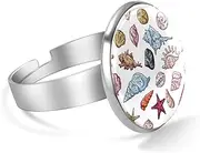 [FVQL] Adjustable Ring for Boys, seashell starfish colorful