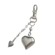 Silver Heart Handbag Decoration Stylish Heart Pendant Keychain for Bag Key