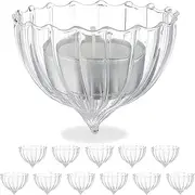 Relaxdays Floating Tea Light Holder, Set of 12, Glass, Water Decoration, Wedding, Pool & Pond, Swimming Tea Lights, Transparent