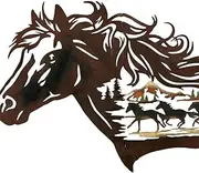 Metal Horse Wall Art Decor Intricate Handmade Animal Sculptures for Home Decoration Bedroom Living Room