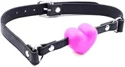 Beginner Breathable Silicone Heart Open Locking Mouth Gags, Strapped Gags Ball Sex Toy