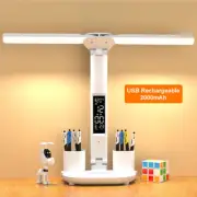 LED Desk Lamp Eye-Care 3 Dimming Reading Lamp With Clock Touch Night Light