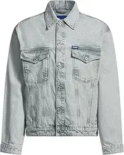 [HUGO] Men's Dex Regular Fit Jacket in Light Grey Stone Washed Denim