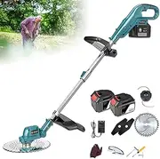 Cordless Grass Strimmer, Lightweight Electric Grass Trimmer and Edger, Telescopic Pruning Cutter Garden Tools, with 2 Batteries and Blades, for Garden Clearing Weeds Flower Trees