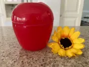 NEW Tupperware Red Apple Fruit Keeper Container Hinged Forget Me Not Lunchbox