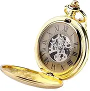 [Kirposh] Automatic Mechanical Pocket Watch Roman Number Dial Clock with Pendant Chain Vintage Pocket Watch