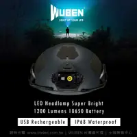 在飛比找蝦皮購物優惠-【錸特光電】WUBEN H1 1200流明 戰術頭盔燈 頭燈