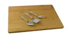 3pc Bamboo Cheese Board Set with Gold and Crystal Handled Knives and Fork
