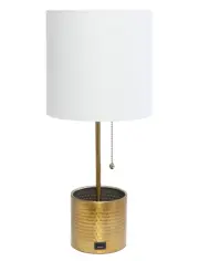 Simple Designs Hammered Metal Organizer Table Lamp with USB charging port