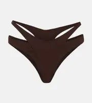 [Mugler] Mugler Layered cutout bikini bottoms AU 8 brown