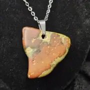 TNT: Bloodstone Natural Genuine Tumbled Stone Pendant Necklace Handmade In USA