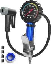 Analog Bike Tire Inflator with Pressure Gauge — One-Handed 3-in-1 Bicycle Tir...