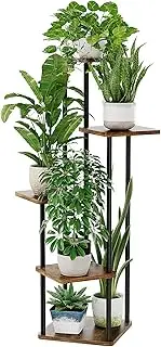 Bamworld Corner Plant Stand Indoor, 5 Tier Metal Plant Shelf for Multiple Plants, Tall Flower Stand for Patio Garden Balcony Living Room Bedroom(Brown)